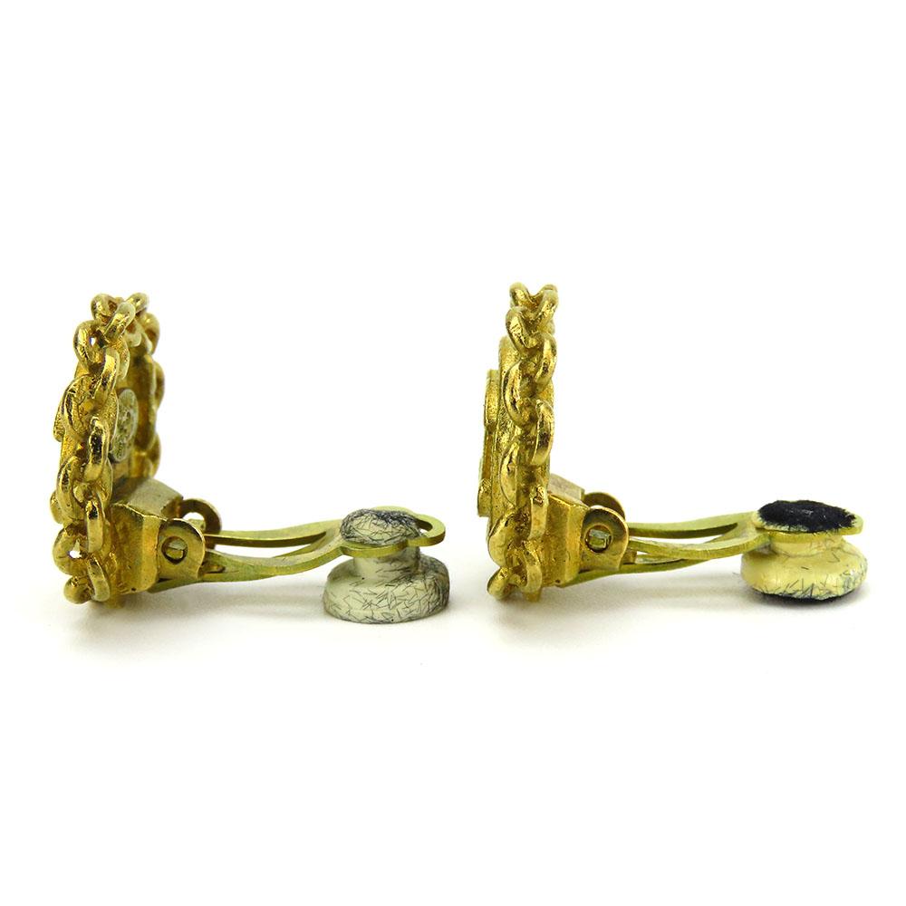Used CHANEL Earring COCO Mark metal 9g gold Accessories