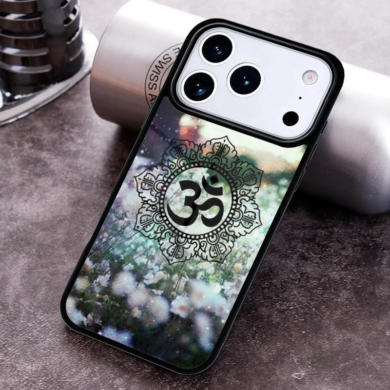 Aum om Namaste symbol floral zen yoga Phone Case For iPhone 17 16 15 14 13 12 11 Pro Max Plus 17Air Soft Silicone Cover
