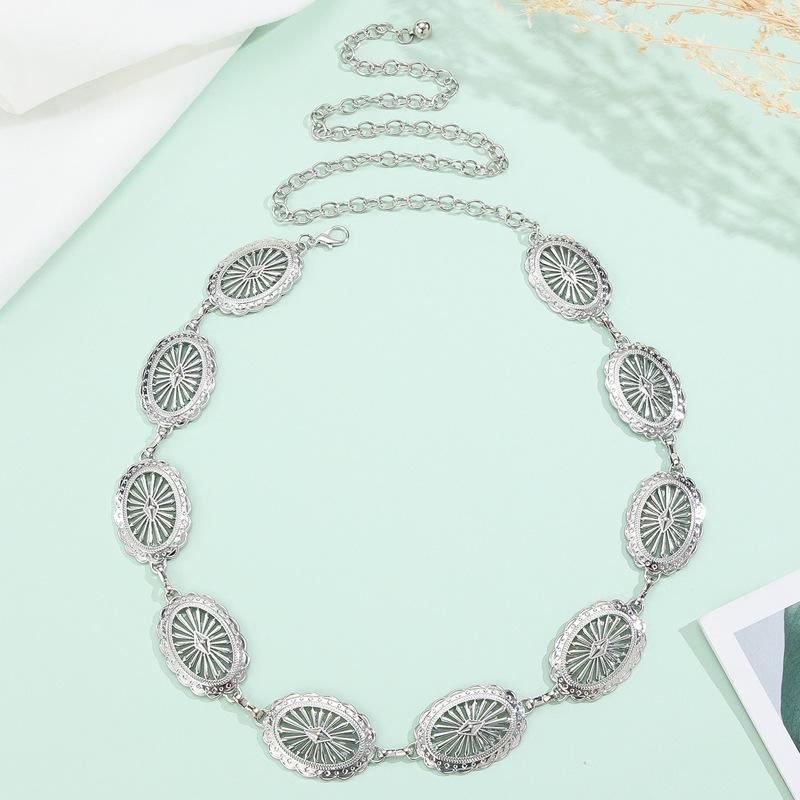 

Европейская и американская модная декоративная поясная цепочка - Универсальный женский аксессуар серебряный