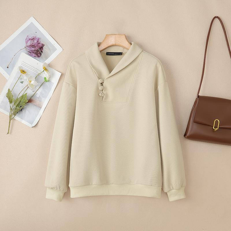 ZANZEA Women Loose Casual Long Sleeve Pullover Sweatshirts