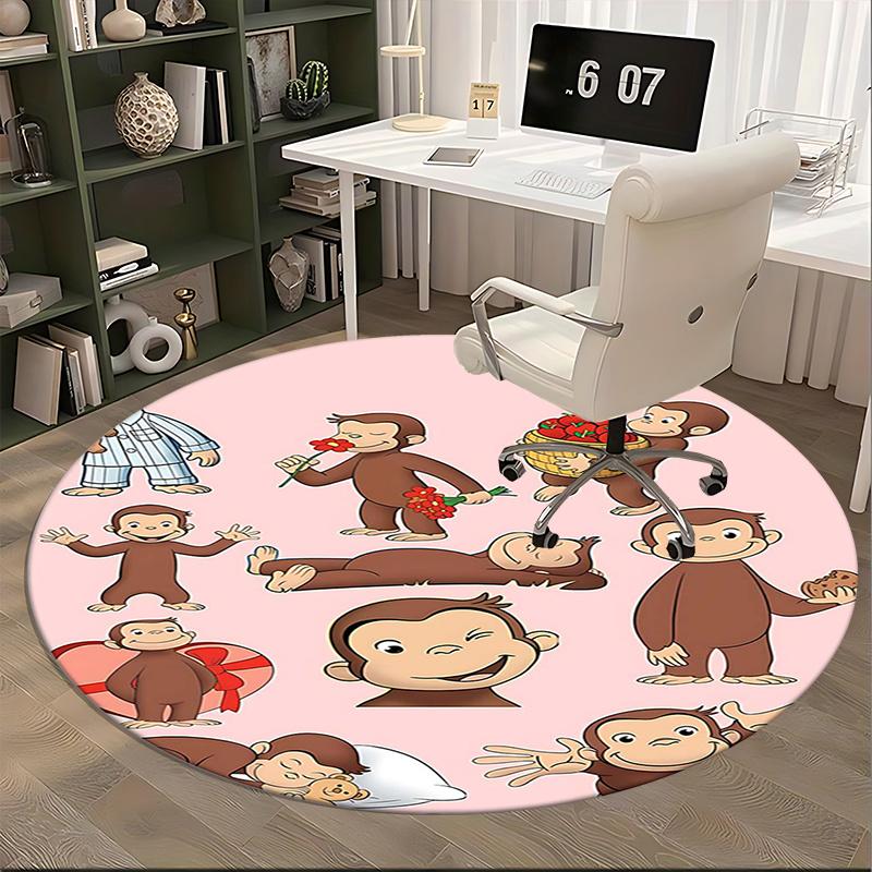 Curious George,Monkey Character Chair mat Round Rug Office carpet, Non slip, Suitable for Living Rooms, Bedrooms Decor 1205525a