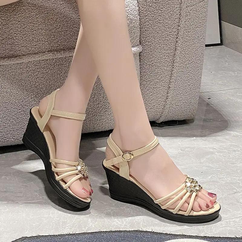 Heeled Open Toe Ladies Shoes 2025 Luxury On Offer Original Sales Summer Comfortable New Breathable Fashion Daily Women's Sandals
