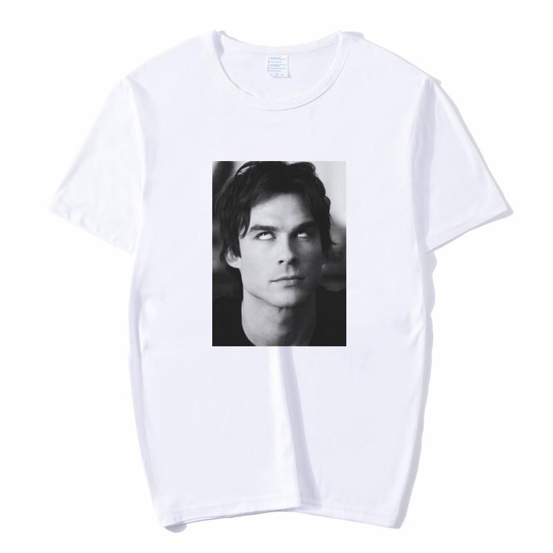 La Maglietta Diaries Stampa Damon Estiva Larga T-shirt Donna Ulzzang Casual T-shirt Harajuku