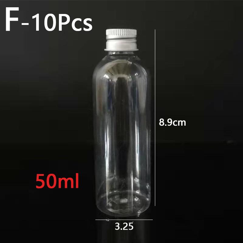 10pcs Transparent Plastic Empty Bottle Clear Storage Jars Tin Pot Cosmetic Containers With Aluminum Cap Lids For Home Kitchen