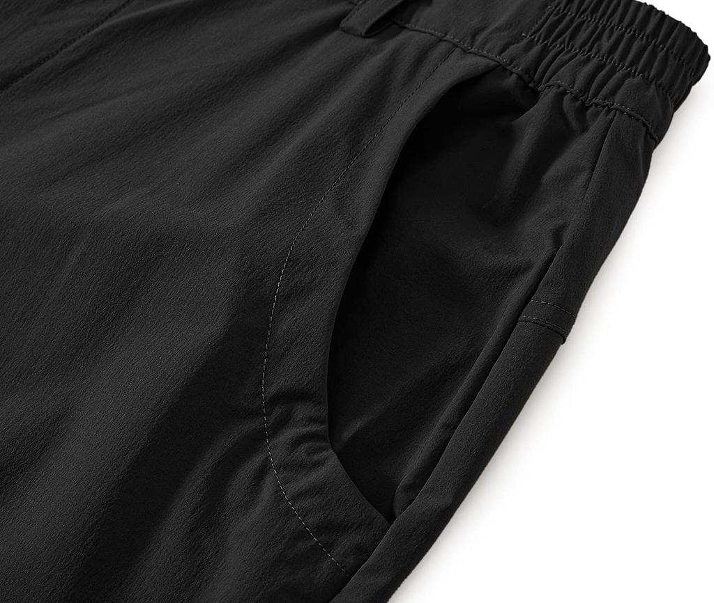 Gopuune Men's Lightweight Cargo Pants, Breathable, Quick-Drying, Hiking Pants for Hiking, Fishing, and Running (Black-01 M)