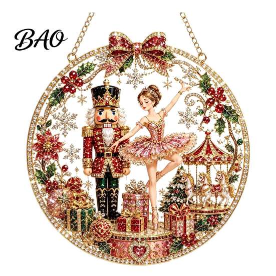 Acryl-Anhänger für den Weihnachtsbaum, Diamond Art Anhänger, 2D Perlenmalerei, Saisonale Heimfensterdekorationen, Muster-Sonnenfänger, Feiertag