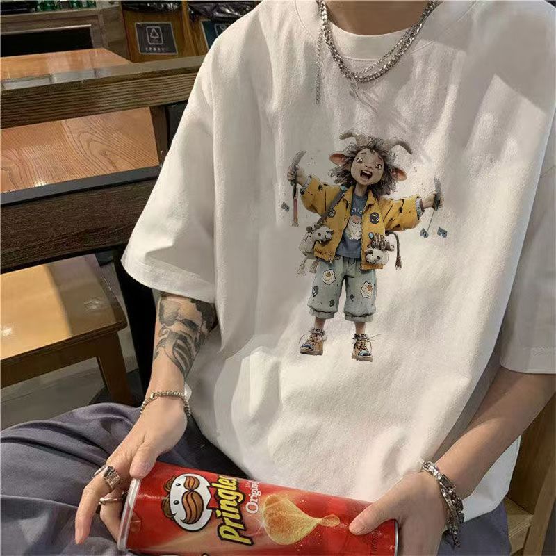 Summer new boys handsome short-sleeved t-shirt pure cotton loose round neck casual t-shirt top