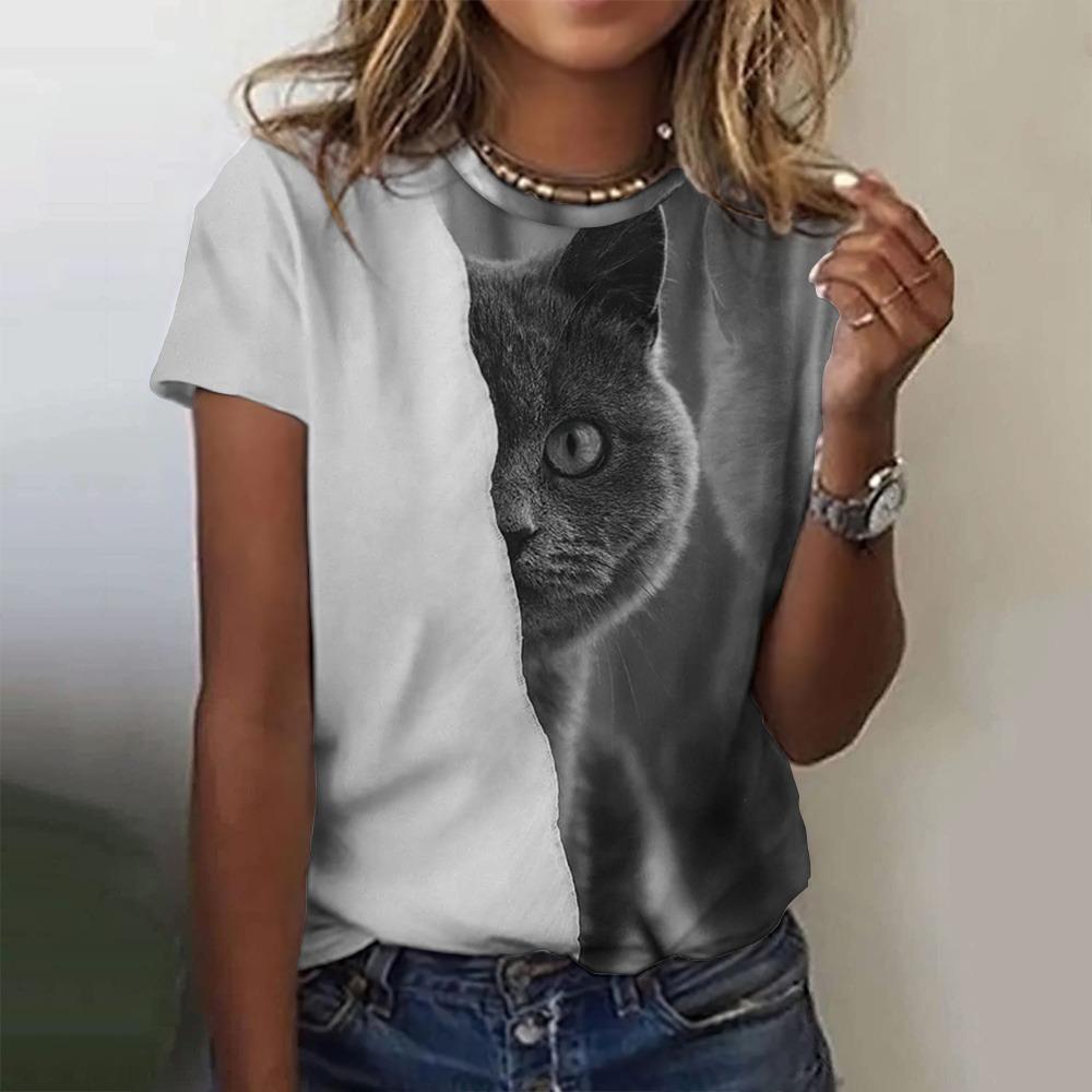 Fashion Women'S T-Shirt Funny Cat 3D Print Top Woman Harajuku T Shirt Casual Oversized Clothing Summer Female Oversized Tees