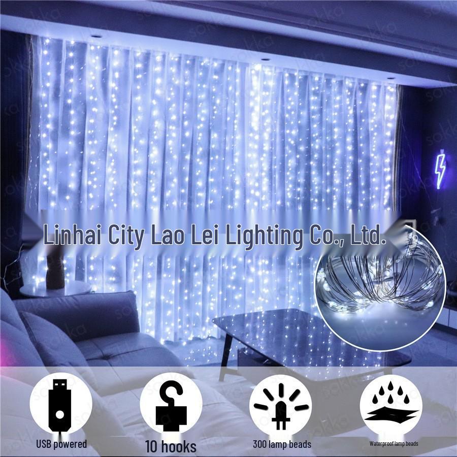 USB LED Copper Wire Curtain String Lights for Christmas, Bedroom, Wedding, or Party Decor