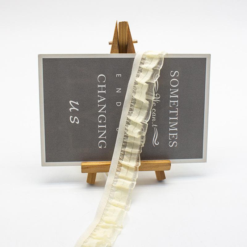 5Meters 25mm Wide Double-layer Fungus Chiffon Elastic Silver Gold Silk Lace for Children's Clothing Hanfu Accessories Snow Gauze Lace