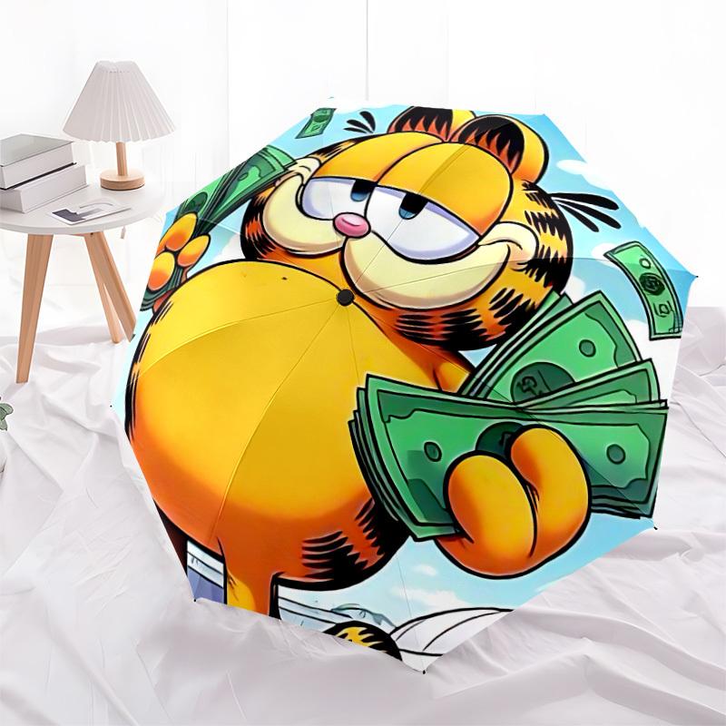 1pc Garfield Automatic Cute Umbrella | Portable Foldable 8-Rib Manual Open, Cute Halloween & Christmas Gift for Outdoor, Casual Accessory, Durable Can