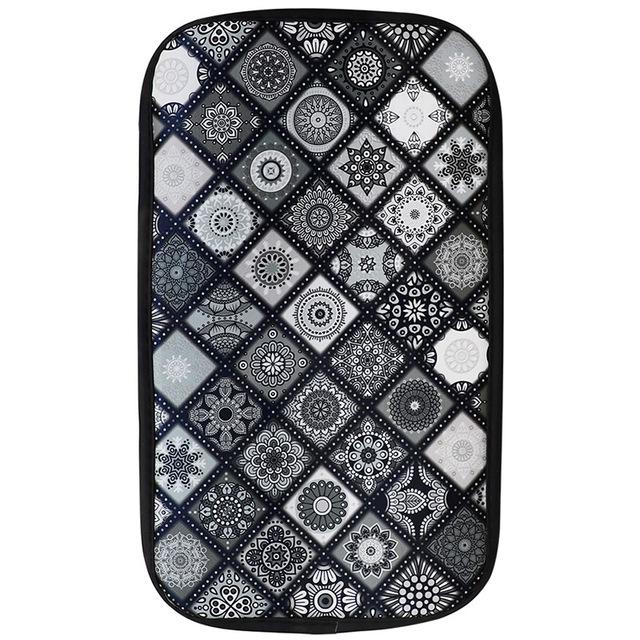 Bil Armlene Deksel Matte Universell Lær Etnisk Stil Trykk Vanntett Sklisikker Oppbevaringsbokspute Autostyling Interiørtilbehør