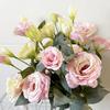 3 Heads Artificial Flower Bouquet Faux Silk Eustoma Lisianthus Flower with Long Stem Fake Floral Arrangement for DIY Wedding Bouquet
