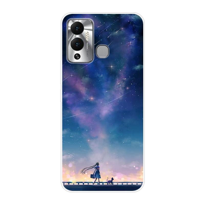 For Infinix 12 Play Hot12 Play NFC X6816 X6816C X6816B Case Soft Silicone Back Cover  Cartoon Phone Case Starry Sky