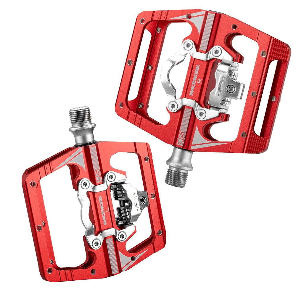 

RACEWORK M215 Pedals For Bicycle Footrest Mtb Mixed Pedals Clip Mountain Bike Foot Rest Double Function Spd Aluminum Footrest M215 Red