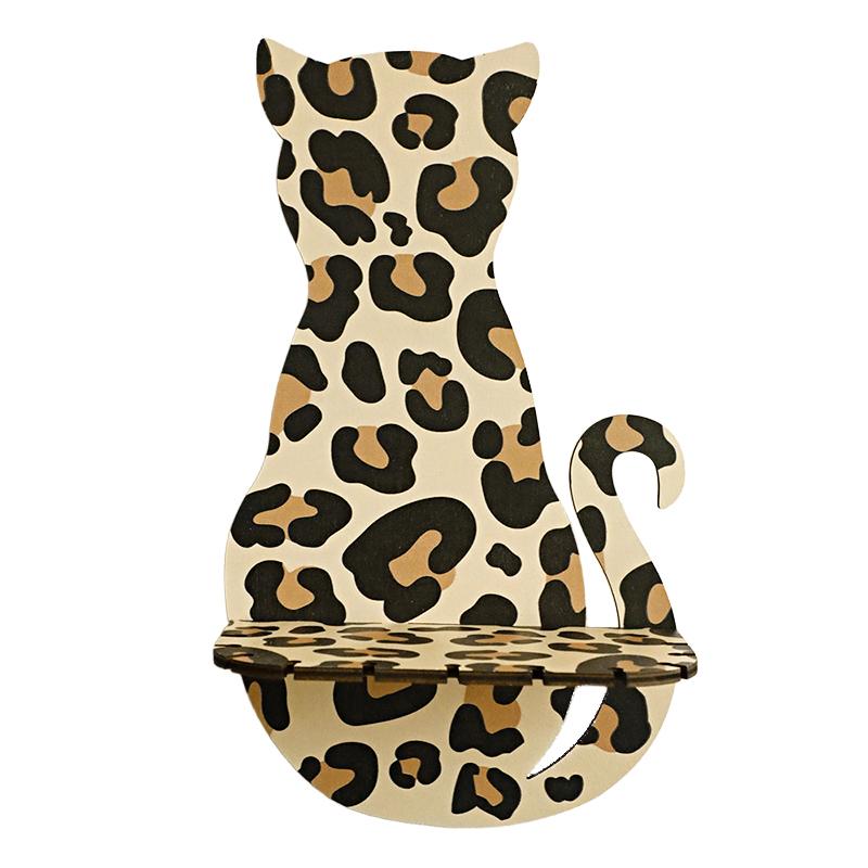 Handgemachter Wandbehang DIY Katzenförmiges Design Flur Aufbewahrungsregal Gastfamilie Leopardenmuster Einzigartige Heimdekoration