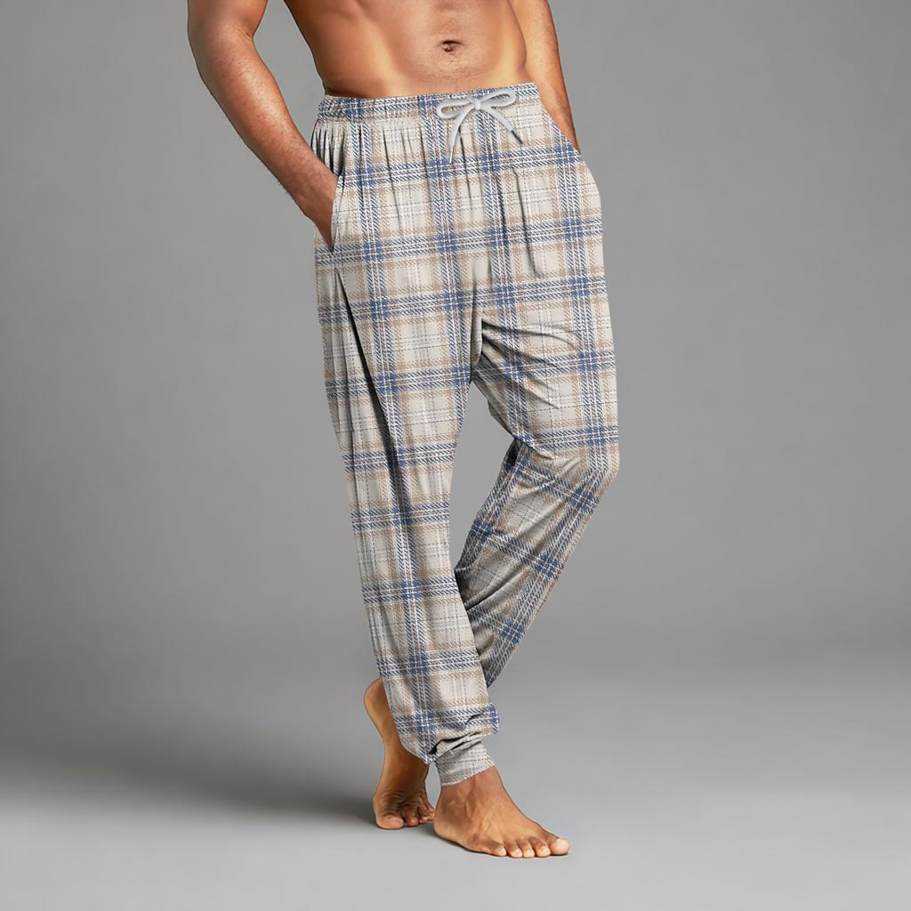 Men's Drawstring Pocket Cuffed Casual Pants Home Sleep Pants
