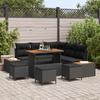 9 Piece Black Garden Sofa Set with Cushions