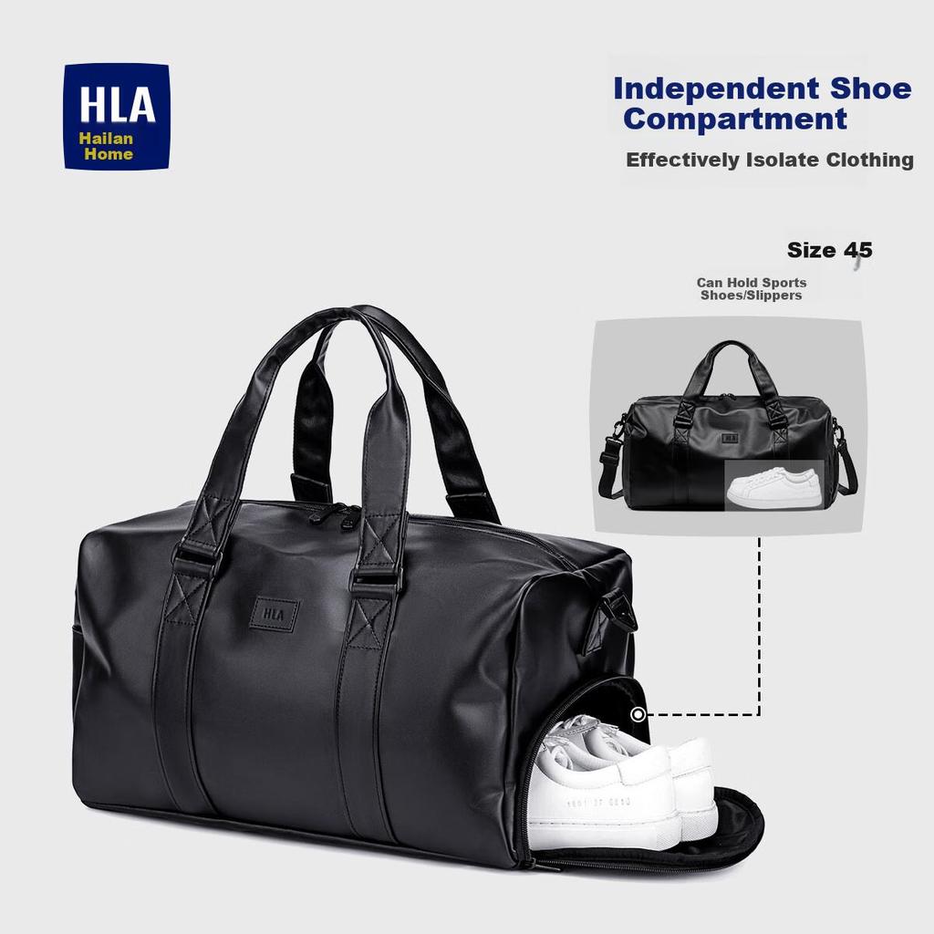 HLA Travel Bag, Handheld Luggage Bag, Sports and Fitness Bag, Trip Suitcase, Black, 32L