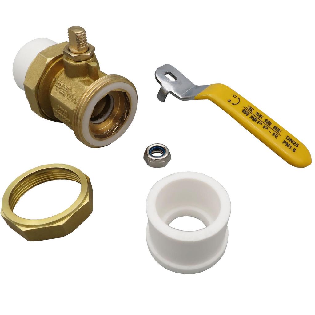 Zawór kulowy miedziany PPR: 20mm Podwójne Złącze, 25mm Rura Wody Kranowej, 32mm Zgrzewane na Gorąco, 40mm Ogrzewanie, 50mm Zawór, 63mm Przełącznik.