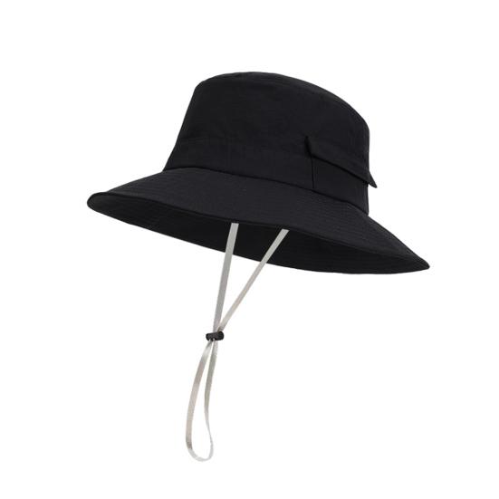 

Fisherman Hat Wide Brim Adjustable Drawstring Windproof Buckle Bucket Hat Outdoor Travel Hiking UV Protection Hat чорний