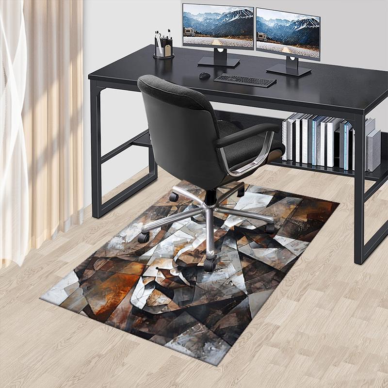 

1pc Abstract Cubist Chair Mat - Office Desk Rug with Picasso-Inspired Geometric Design, Non-Slip Carpet for Home or Workplace Decor, Suitable for All 60cm by 90cm