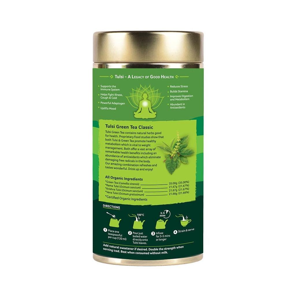 Zelený čaj s Tulsi (100 g), Tulsi Green Tea Classic, BIO Indie