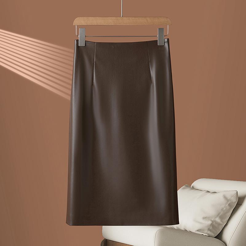 2026 Autumn/Winter Women's High Waist Genuine Lambskin Leather Skirt - Slimming, Hip-Hugging, and Sexy.