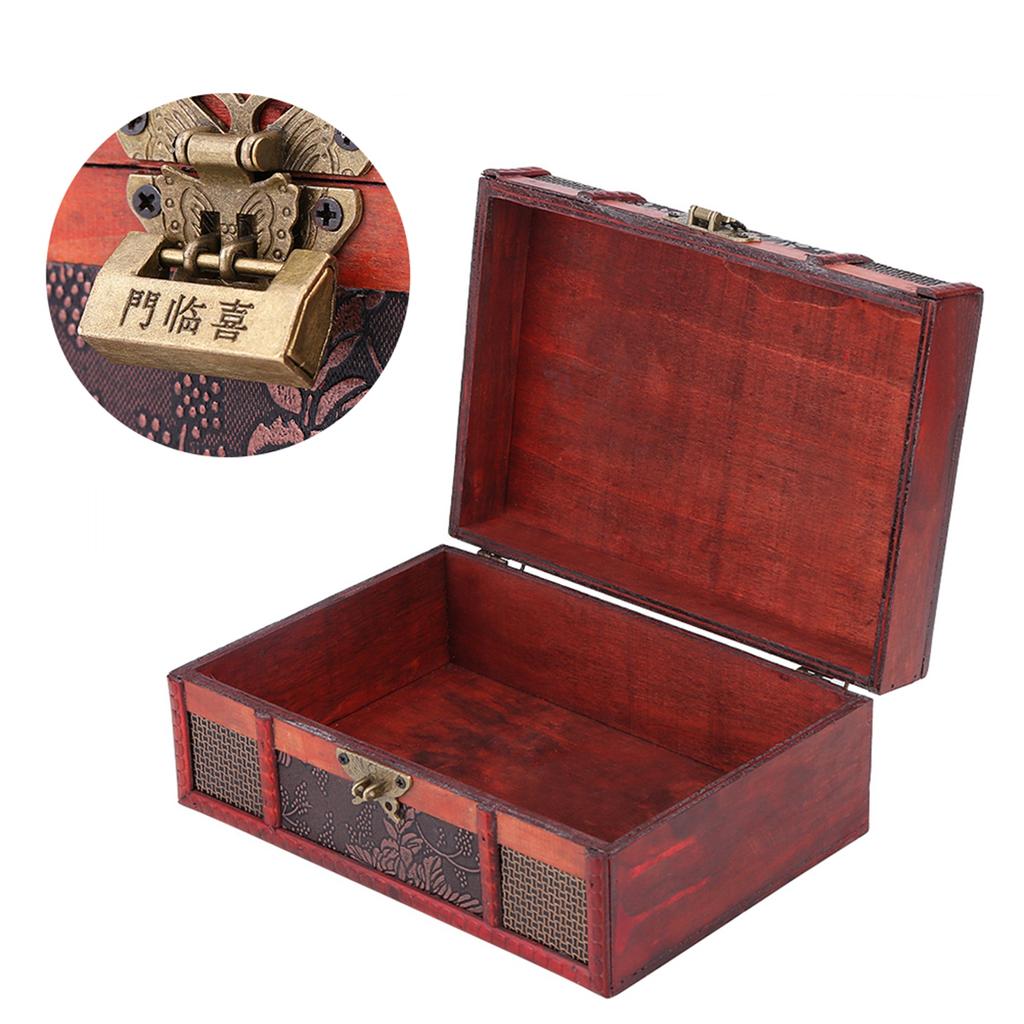 Classical Wooden Jewelry Storage Box Chest Case Holder Organizer with Lock