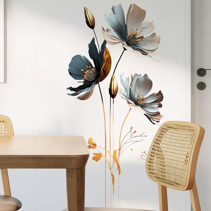 Large Poppy Flower Wall Stickers Living Bedroom Decor Wall Art Viyl Decals