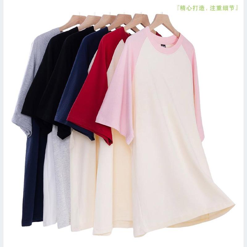 Spring and summer g heavy loose top American retro pure cotton shoulder ramp short sleeve contrasting color couple T-shirt contrasting color design