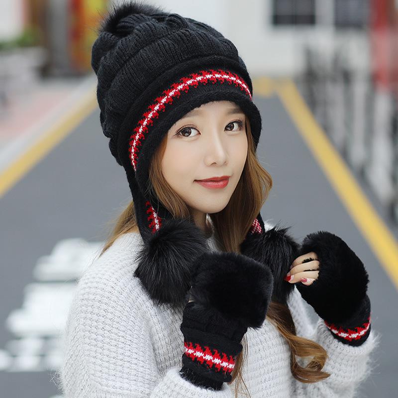 Women's Trendy Korean Style Knit Hat with Ear Protection - Warm, Versatile, Fashionable, Plus Velvet, Plus Thick, Perfect for Autumn and Winter
