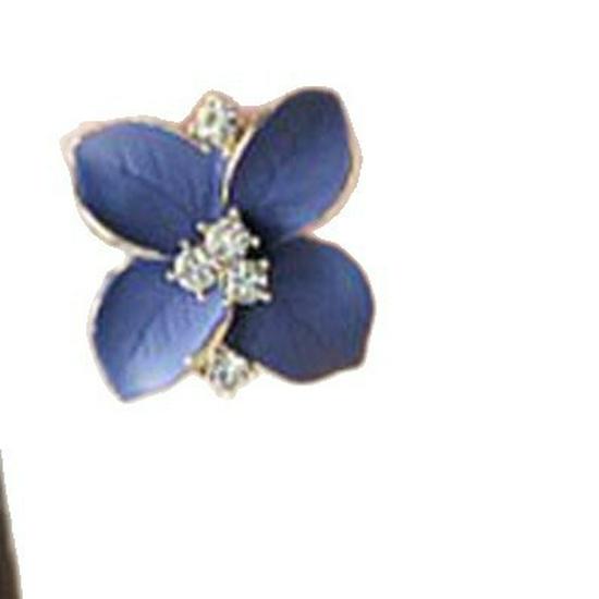 Royal Blue Camellia Earrings: Women's 3D Frosted Clip-Ons In Korean Fashion Style
