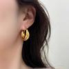 Retro Gold Circle Earrings Light Luxury Glossy Earring for Female Senior Sense Niche Design Versatile Ambience Back To School Accessory