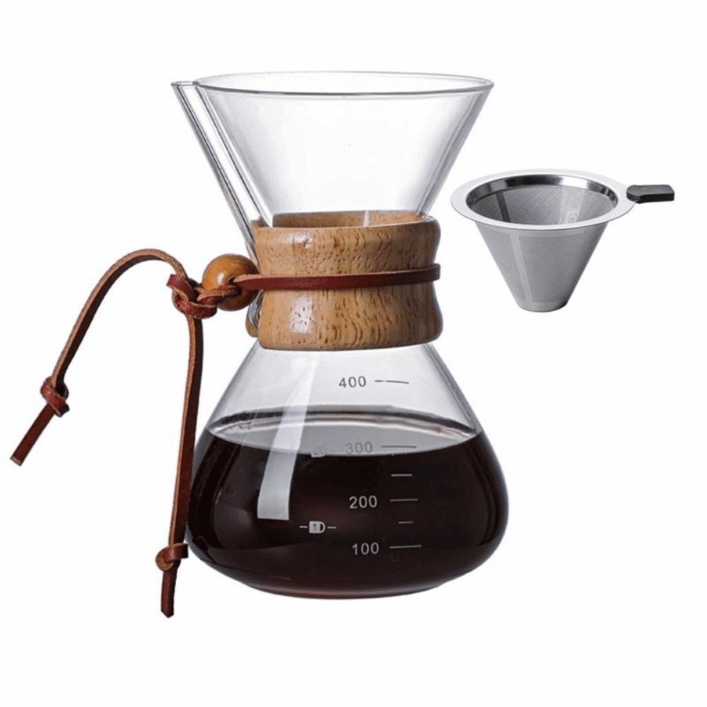 

Glass Coffee Pot Stainless Steel Coffeeware Coffee Maker Tea Pot Home 400ML