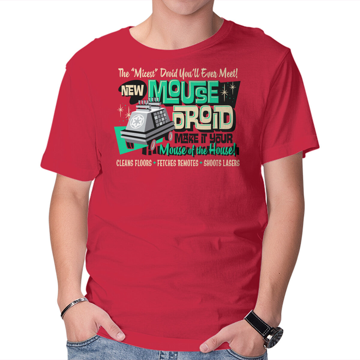 Unisex Crew Neck T-Shirt Mouse Droid Graphic Short Sleeve Casual Tee L