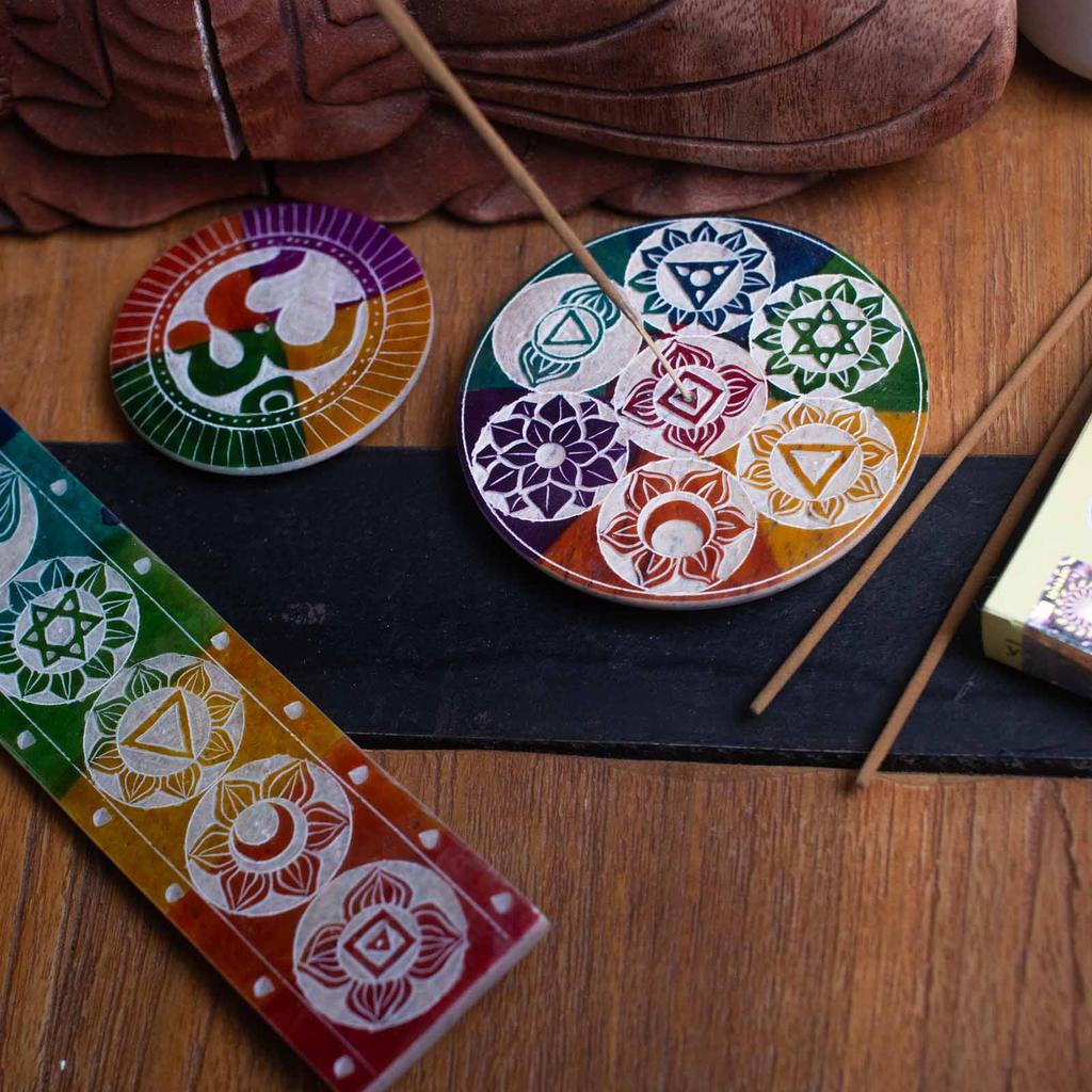 Incense Holder Soapstone Om Disc 8cm