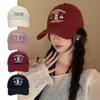 Women's Cotton Baseball Cap Letter Embroidery Color Block Design Korean Retro Style Cute Outdoor Casual Hat
