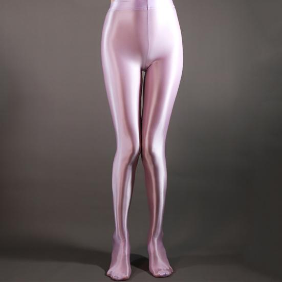 Stage Performance Leggings Glossy Shiny High Waist Fitness with Socks Stage Show Skinny Smooth Surface Yoga Trousers Women Clothing