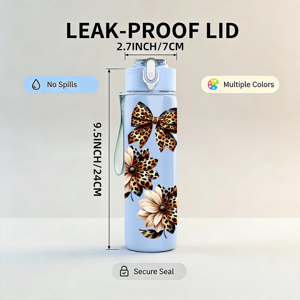 1PC Multi Butterfly Floral Graphic,750ml Color Plastic Sports Water Bottle,Leakproof Flip Straw Lid,Suitable for Sports Office Home Use