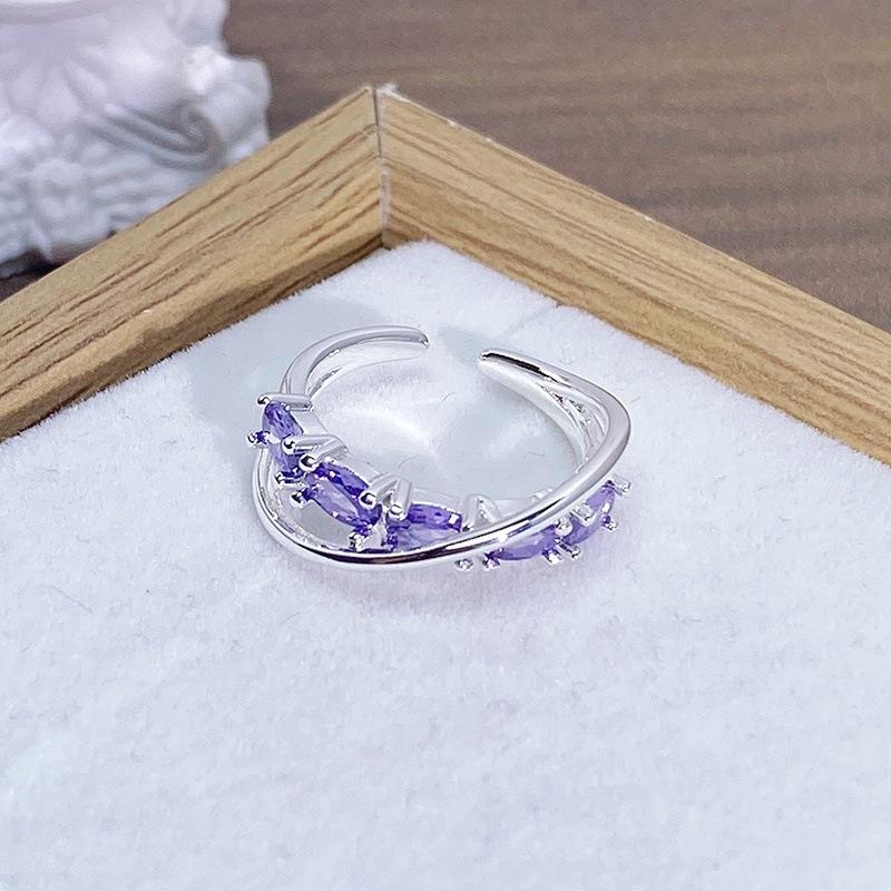 Enamel Oil Drop Flower Butterfly Opening Ring Niche Design Light Luxury High Sense Zircon Personality Ring Woman