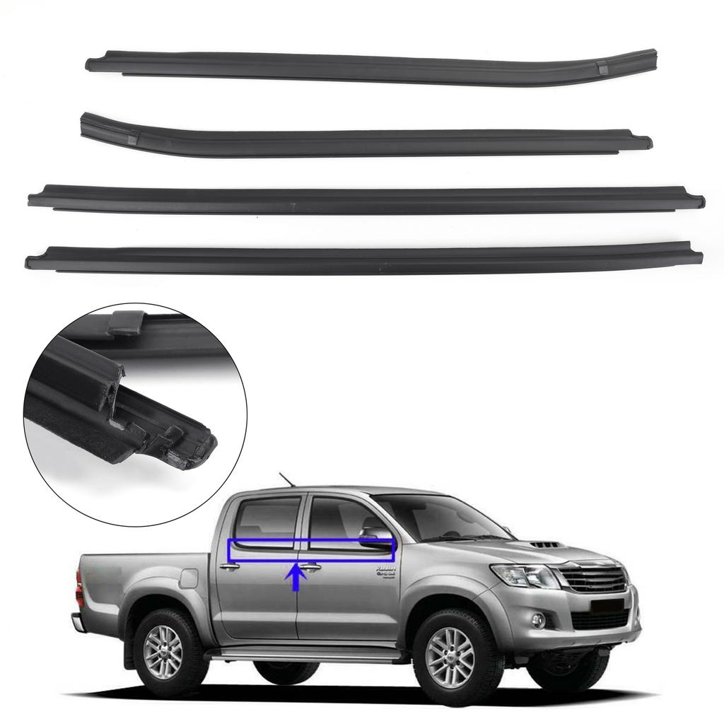 Window Glass Seals 4 Door Weatherstrip Fits Toyota Hilux SR5 V6 Pickup 2005-2015