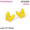 Enamel Drip Butterfly Stud Earrings for Women, Fashionable High-End Stainless Steel PVD Gold, Versatile Retro Design.
