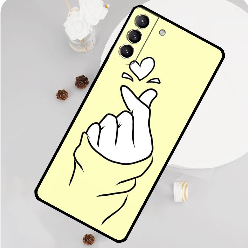 Kpop Hand Finger Heart Cover For Samsung Galaxy S23 S22 Ultra S21 FE S20 FE Note 20 Ultra S9 S10 Note 10 Plus Case
