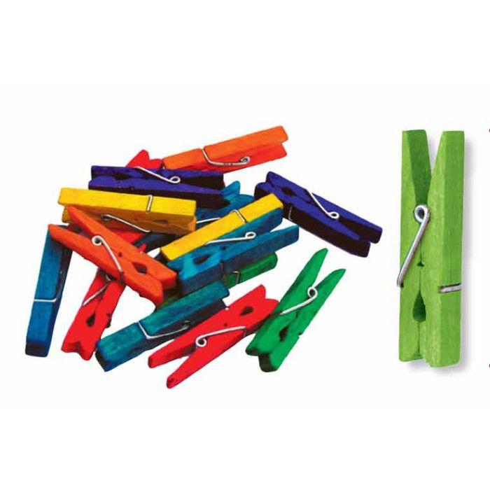 Pinces à linge en bois multicolore 4,5 cm 50 pièces