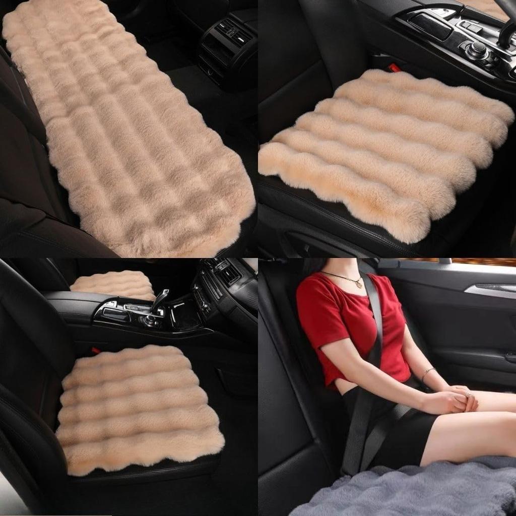 Car Seat Cushion Fur Cushion for and Rear Front and Rear 3-Piece Set, Driver, Passenger, Seats, Universal, (White) [Used]
