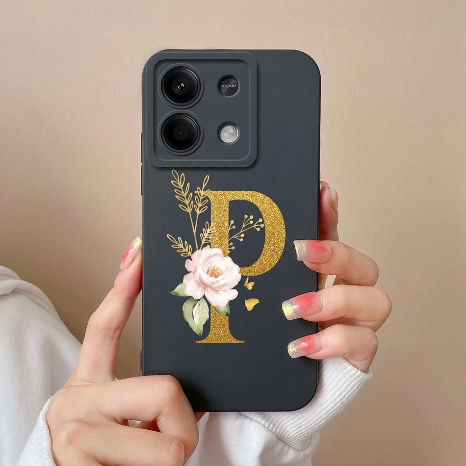 Phone Case For Redmi Note 13 Pro 4G 5G Elegant Letter Soft Liquid Silicone Full Coverage Protector For Redmi Note13 13Pro Fundas