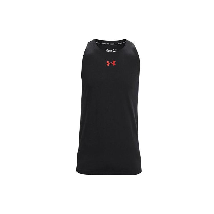 Under Armour Baseline Cotton Tank  Black Red  Men s 1361901-001 L