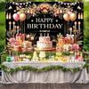 Happy Birthday Decoration Backdrop Pink Flower Balloons Gifts Cake Theme Bunting Flags Banner Birthday Party Decoration Supplies