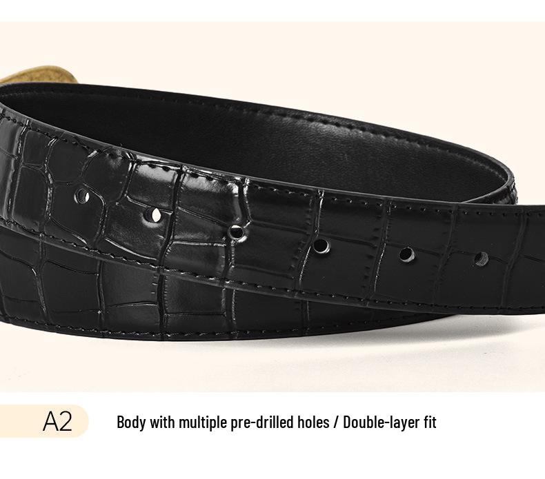 Vintage Pink Crocodile Leather Pin Buckle Belt for Women - Versatile and Stylish